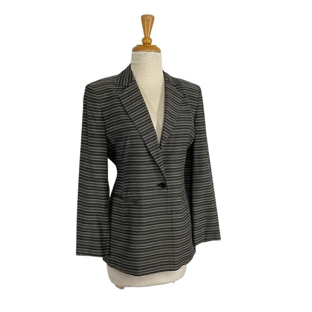 EMMANUEL Emmanuel Ungaro 8P 42P PM Gray Blazer Striped Dots VTG 90s Boss Career